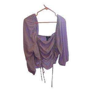 Ruched Square-Neck Peasant Top in Mauve